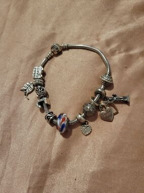 Sterling Silver Pandora Bracelet with Eleven Charms ALE S925